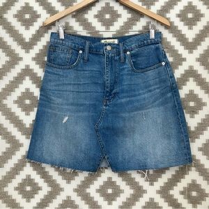 Madewell Medium Wash Denim A Line Skirt